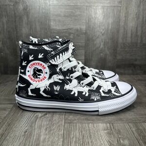 Converse High Top Sneakers 1 Youth Black Dinosaur Canvas Dinoverse NEW